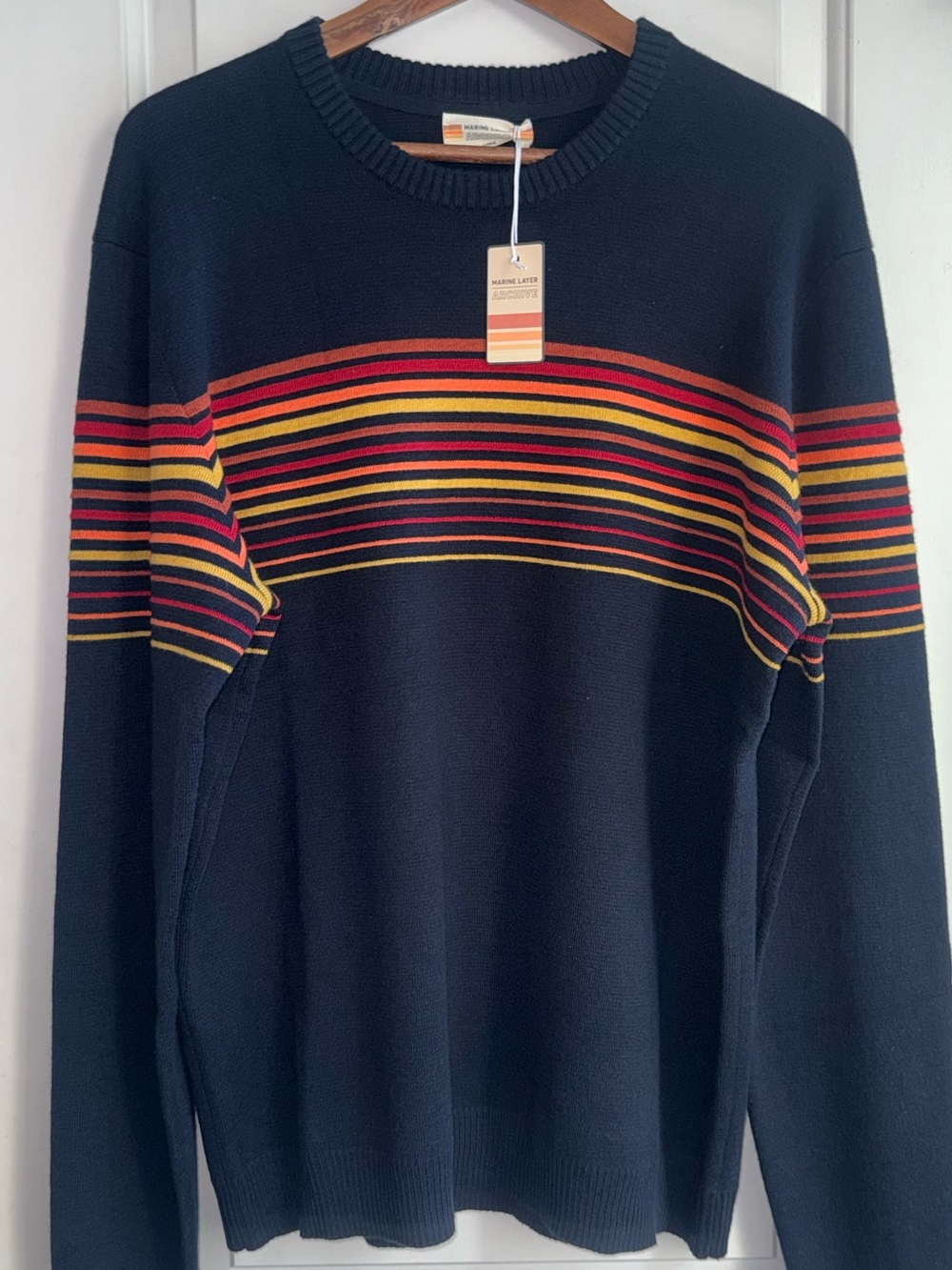Marine Layer NWT Archive Bear Valley Sweater in Sky Captain Multi-Stripe